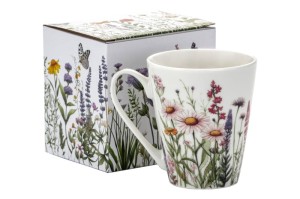 Kubek porcelanowy 330 ml kubeczek zioła kwiaty zdobiony idealny prezent