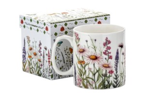 Duży Kubek Porcelanowy 660 ml Kubeczek Kwiaty Zioła Elegancki Prezent