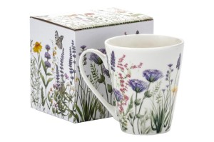 Kubek porcelanowy 330 ml kubeczek zioła kwiaty zdobiony idealny prezent