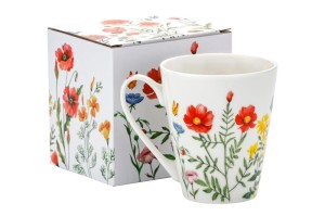 Kubek porcelanowy 330 ml kubeczek zioła kwiaty zdobiony idealny prezent