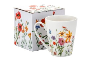 Kubek porcelanowy 330 ml kubeczek zioła kwiaty zdobiony idealny prezent