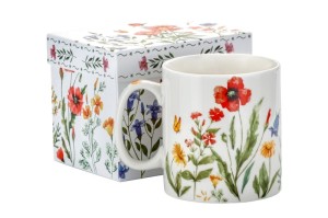 Duży Kubek Porcelanowy 660 ml Kubeczek Kwiaty Zioła Elegancki Prezent