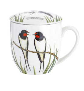 Kubek z zaparzaczem Porcelanowy zestaw do herbaty 380 ml ptak Dymówka