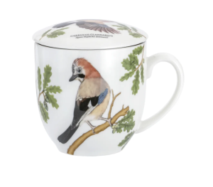 Kubek z zaparzaczem Porcelanowy zestaw do herbaty 380 ml ptak Sójka ptaki
