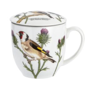 Kubek z zaparzaczem Porcelanowy zestaw do herbaty 380 ml ptak Szczygieł 