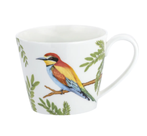 Kubek porcelanowy z ptakiem ptaki elegancja kawa herbata 400ml Żołna