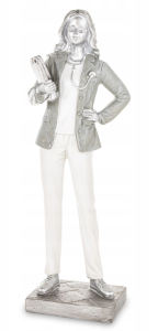  Figurka Kobieta figura lekarka lekarz srebrna w fartuchu stetoskop