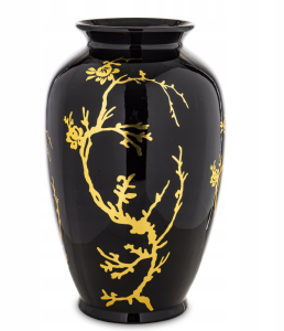  Wazon ceramiczny czarny ze złotym wzorem dekoracyjny glamour 36cm dekoracja