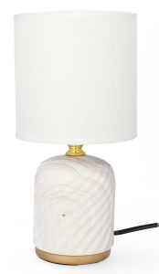 Lampa stołowa dekoracja glamour ceramiczna z kloszem biała