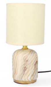 Lampa stołowa dekoracja glamour ceramiczna z kloszem lampka nocna kremowa