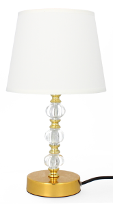Lampa stołowa dekoracja glamour ceramiczna z kloszem złoto biała lampka