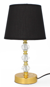 Lampa stołowa dekoracja glamour ceramiczna z kloszem złoto czarna lampka