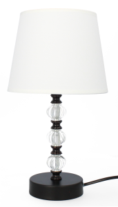 Lampa stołowa dekoracja glamour ceramiczna z kloszem czarno szaro biała lampka