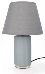 Lampa stołowa dekoracja glamour ceramiczna z kloszem lampka nocna szara