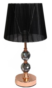 Lampa stołowa dekoracja glamour ceramiczna z kloszem różowe złoto czarna