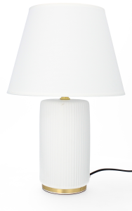 Lampa stołowa dekoracja glamour ceramiczna z kloszem lampka nocna biała