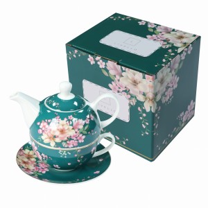 Tea for One – Zestaw filiżanka 250ml z dzbankiem 400 ml Kwiaty zdobiony