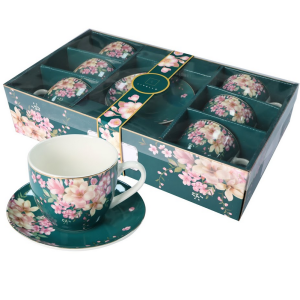 Komplet Filiżanek 6+6 Livello kwiaty filiżanki zdobione elekancka filiżanka