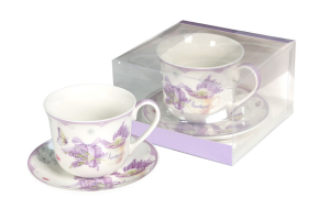 Filiżanka + spodek 1+1 Livello kwiaty zdobiona elegancka 400 ml na prezent