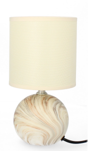 Lampa stołowa dekoracja glamour ceramiczna z kloszem lampka nocna kremowa