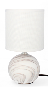 Lampa stołowa dekoracja glamour ceramiczna z kloszem lampka nocna biała