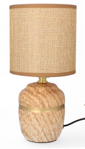 Lampa stołowa dekoracja glamour ceramiczna z kloszem lampka nocna brązowa