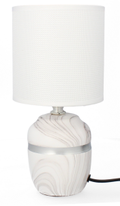 Lampa stołowa dekoracja glamour ceramiczna z kloszem lampka nocna biała