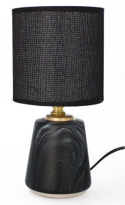 Lampa stołowa dekoracja glamour ceramiczna z kloszem lampka nocna czarna
