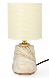 Lampa stołowa dekoracja glamour ceramiczna z kloszem lampka nocna kremowa