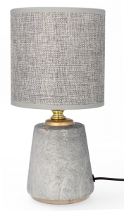 Lampa stołowa dekoracja glamour ceramiczna z kloszem lampka nocna szara