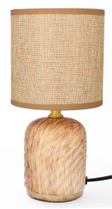 Lampa stołowa dekoracja glamour ceramiczna z kloszem lampka nocna brązowa