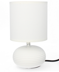 Lampa stołowa dekoracja glamour ceramiczna z kloszem lampka nocna biała