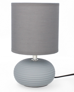 Lampa stołowa dekoracja glamour ceramiczna z kloszem lampka nocna szara