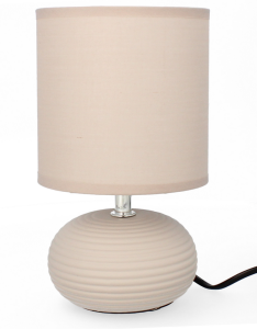 Lampa stołowa dekoracja glamour ceramiczna z kloszem lampka nocna Beżowa