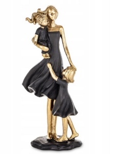 Figurka Rodzina Matka Dziecko Mama z dziećmi Dekoracja czarno-złota figura