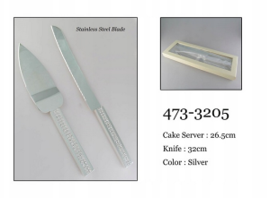 Zestaw Deserowy – Elegancki Noż i Łopatka do Ciasta w Kolorze Srebrnym