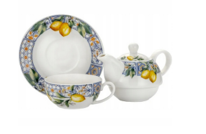 Tea for one porcelanowy zestaw do herbaty 350/240 ml motyw cytryn