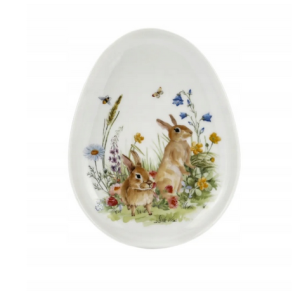 Porcelanowy półmisek talerz wiosenny króliczek patera jajo Wielkanocna