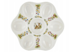 Porcelanowy półmisek talerz na jajka wiosenny króliczek patera Wielkanocna