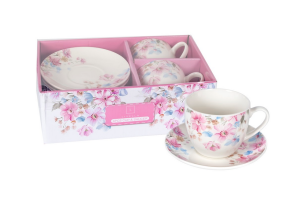 Komplet Filiżanek 2+2 Livello kwiaty filiżanki zdobione filiżanka porcelana
