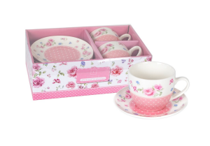 Komplet Filiżanek 2+2 Livello kwiaty filiżanki zdobione filiżanka porcelana