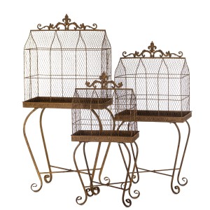 Klatka Dekoracyjna Metalowa Komplet 3 Szt Styl Loft Rustykalny Klatki 