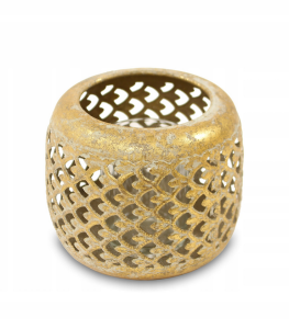 Latarnia lampion metalowy złoty przecierany styl rustykalny shabby chic