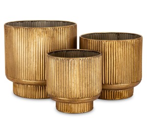 Złote osłonki na doniczki komplet 3 szt metalowa doniczka złota dekoracja