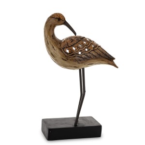 Figurka Ptak dekoracyjna rzeźba w stylu naturalnym kryształki brąz