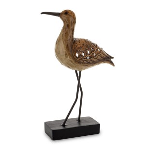 Figurka Ptak dekoracyjna rzeźba w stylu naturalnym kryształki brąz