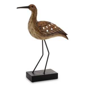 Figurka Ptak dekoracyjna rzeźba w stylu naturalnym kryształki brąz