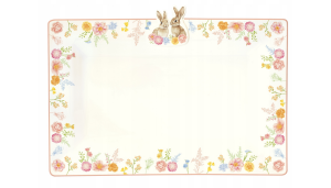 Patera porcelanowa z królikiem i kwiatami 36x24 cm paterka prostokątna