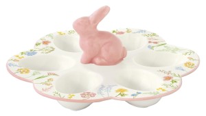 Porcelanowy półmisek talerz na jajka wiosenny króliczek patera Wielkanocna