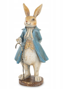 Królik z laską figura figurka Pierrot dekoracyjna w stylu vintage kolorowa